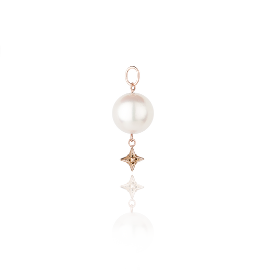 Pendant DEMI in rose gold with big white pearl and rose gold anna star 