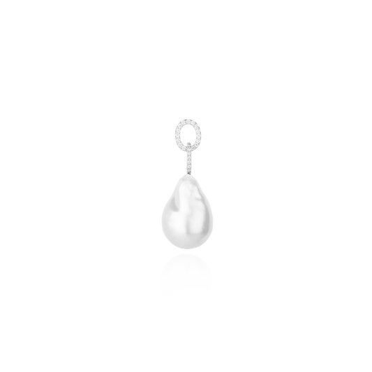 ANNA Pendant LOUISE in 18 KT white gold with white diamonds and big white pearl