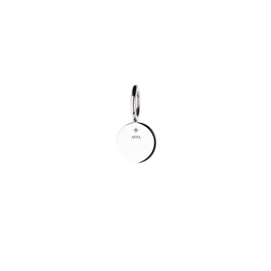 back view of little circle keychain pendant in steel