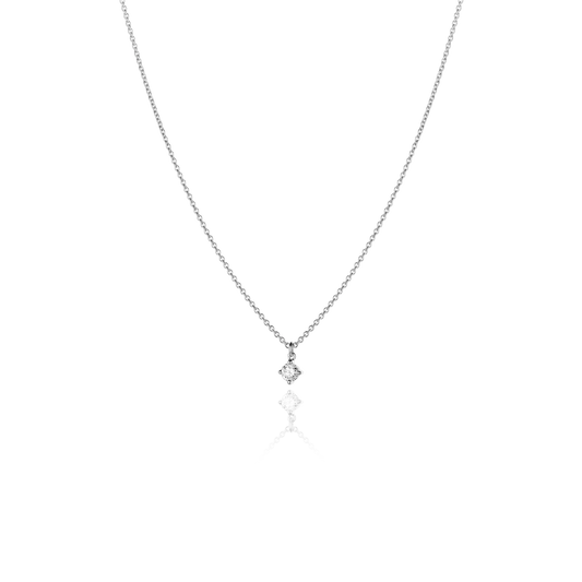 Front view necklace SOUL with white diamond in white gold