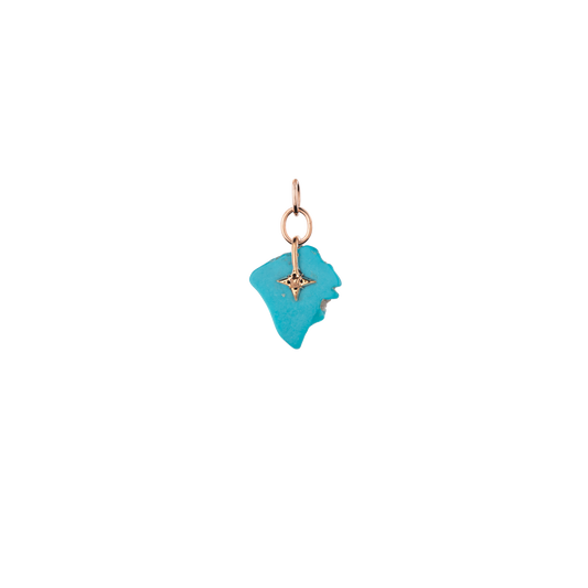 Pendant SOL in rose gold with gemstone turquoise front view