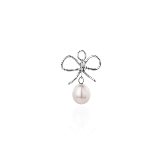 Pendant DAISY with white pearl in white gold front view