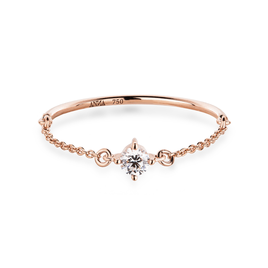 Ring SOUL with white diamond in rose gold