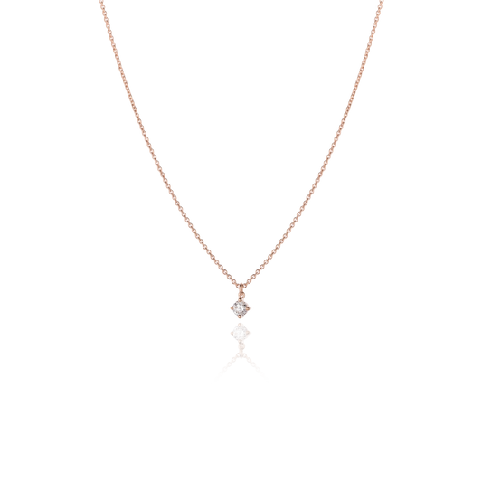 Front view necklace SOUL with white diamond in rose gold