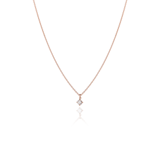 Front view necklace SOUL with white diamond in rose gold