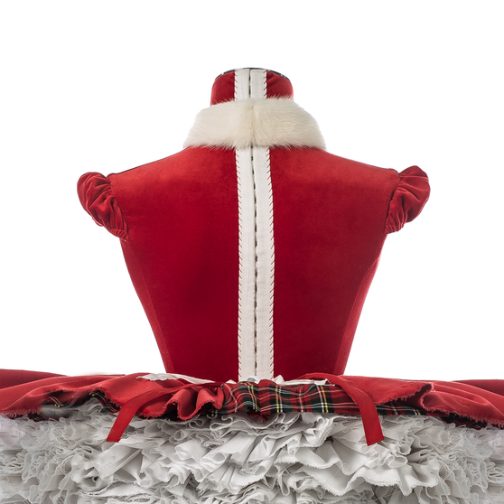 Close up of Anna Doll in red and white back view
