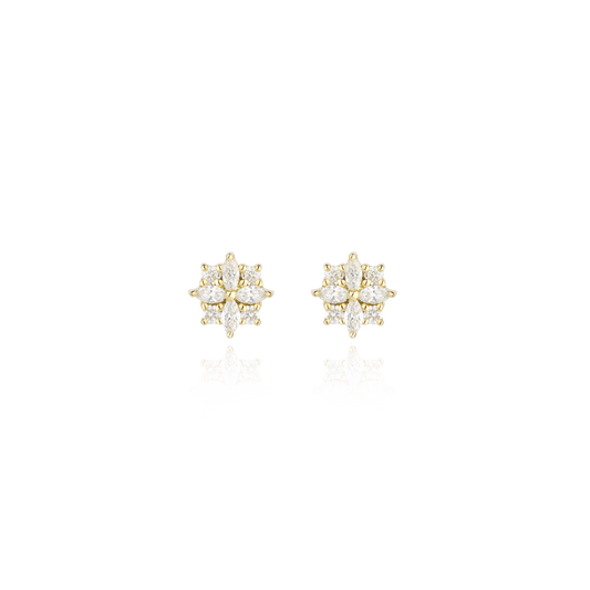 Anna Ear Stud Isabelle in 18 kt yellow gold with white diamonds in front view