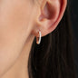 close up of hoop earring Chloe in 15mm with white diamonds worn