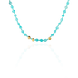 Necklace with precious stones amazonites and yellow gold nuggets front view