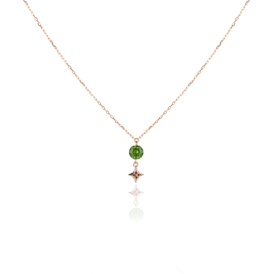 ANNA necklace Gianna in 18 kt rose gold with green gemstone and little star