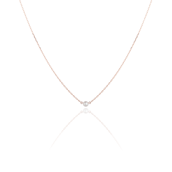 Necklace SEA MINI in Rose gold with little white pearl front view