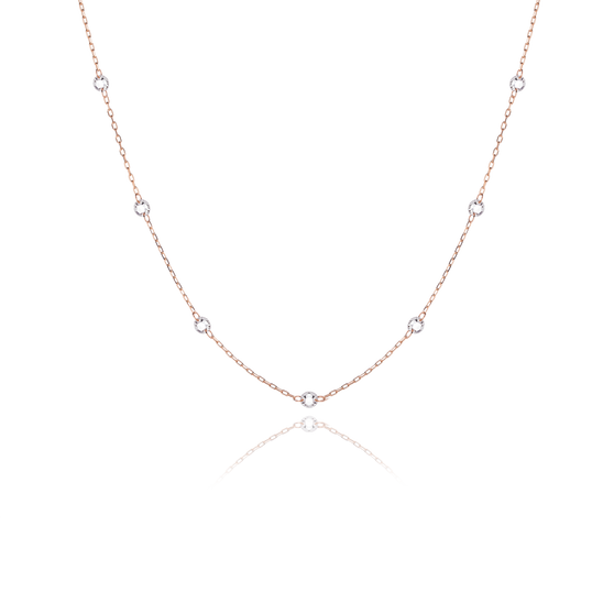 Necklace ZOE 7 in rose gold with seven white diamonds