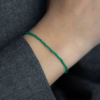 Green Bracelet with Agate gemstones worn around wrist