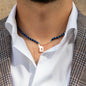 Necklace Elliot with 42 cm and lapis lazuli gemstones and 18 KT Rose gold closure worn on men