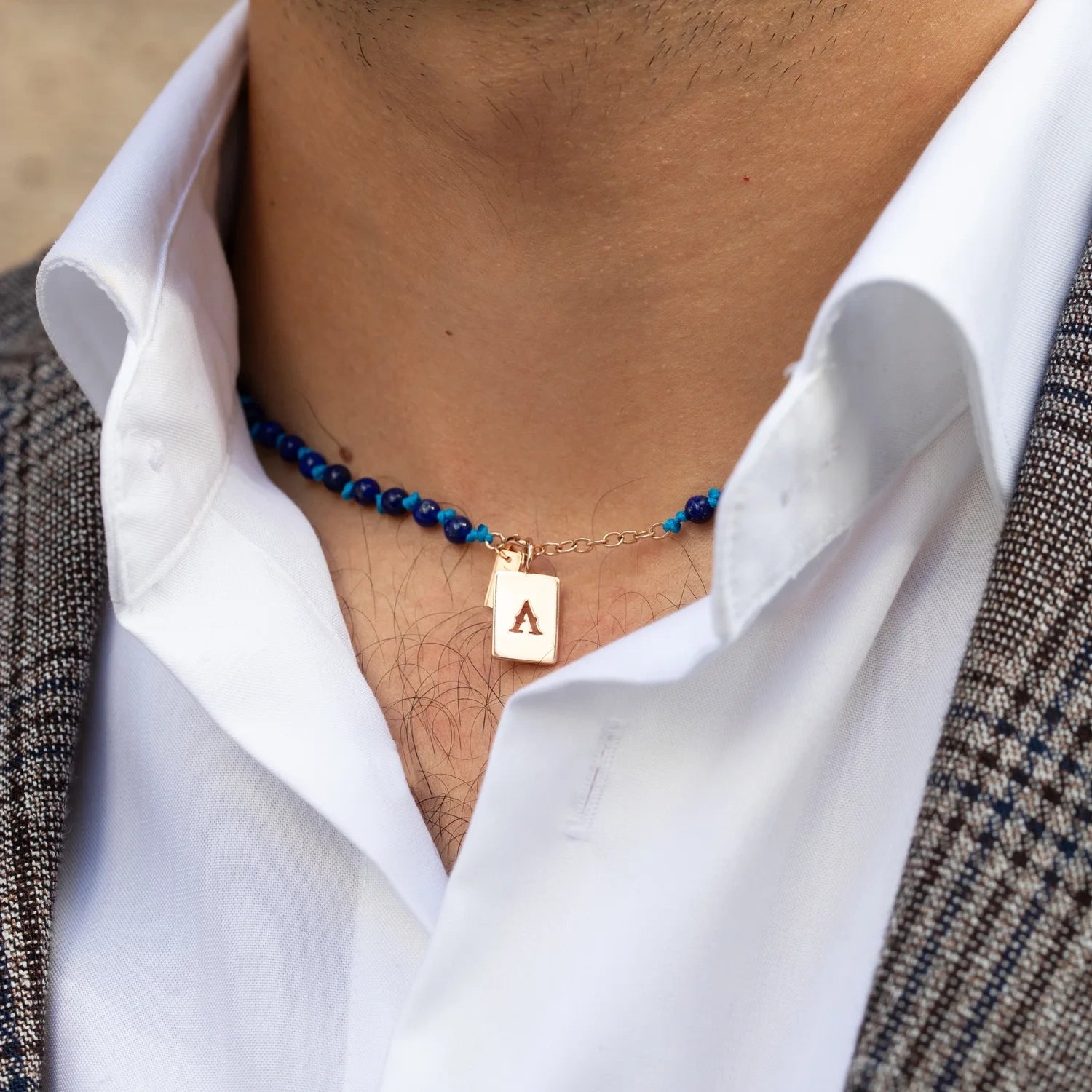 1 Piece Stainless Steel Lapis Lazuli Rectangular Bar Pendant Simple Silver Necklace  Men Best Friend Gifts | SHEIN USA