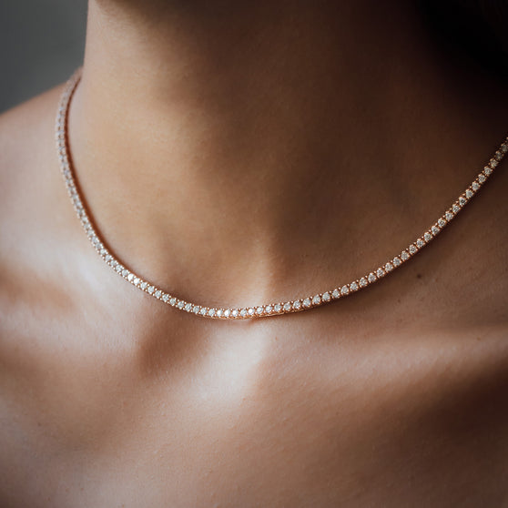 diamond necklace on woman