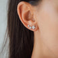 Details of Woman wearing Earring with stars and diamonds in white gold