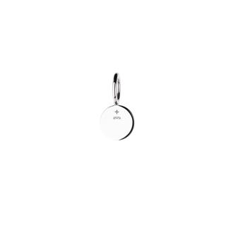 back view of little circle keychain pendant in steel