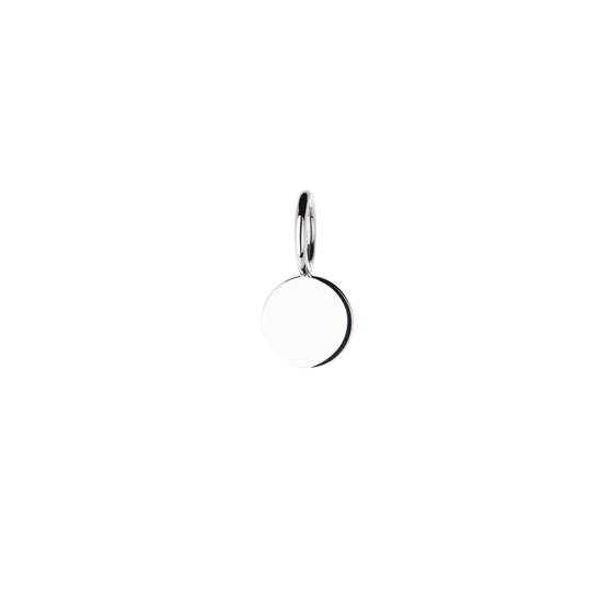 front view of round steel pendant for keychain