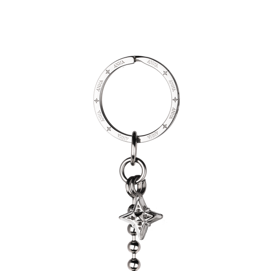 Detail of steel keyring from keychain with star pendant
