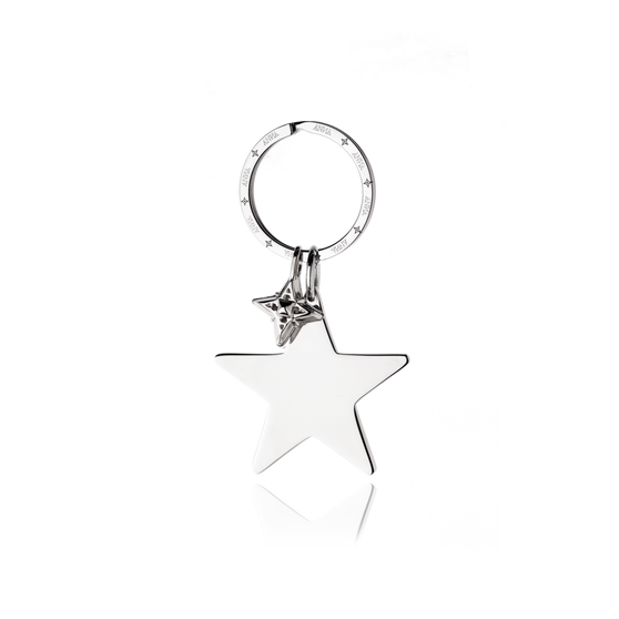 frontview of star keychain made out of steel cutout 