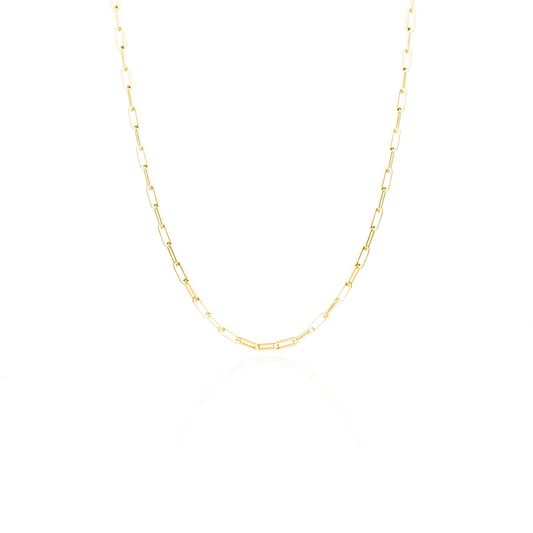 Short chain necklace in yellow gold cutout picture frontview