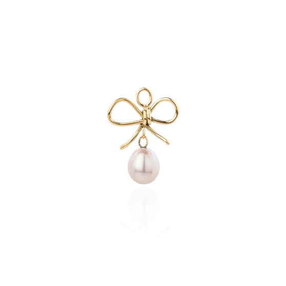 Pendant DAISY with white pearl in yellow gold front view
