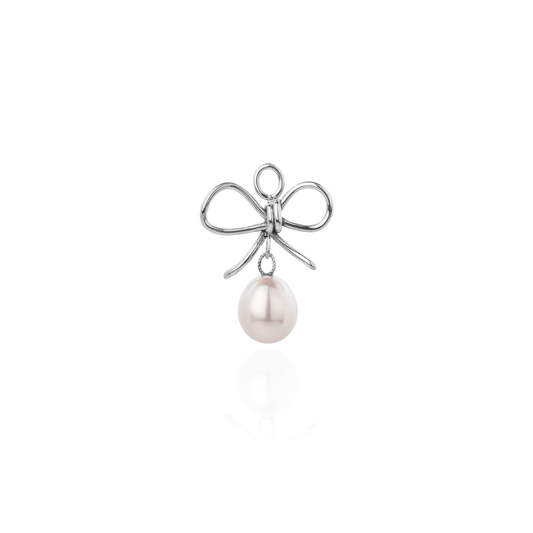 Pendant DAISY with white pearl in white gold front view