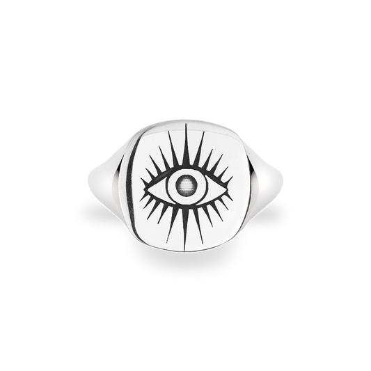 cutout of Ring Eagle Eye in sterling silver front view
