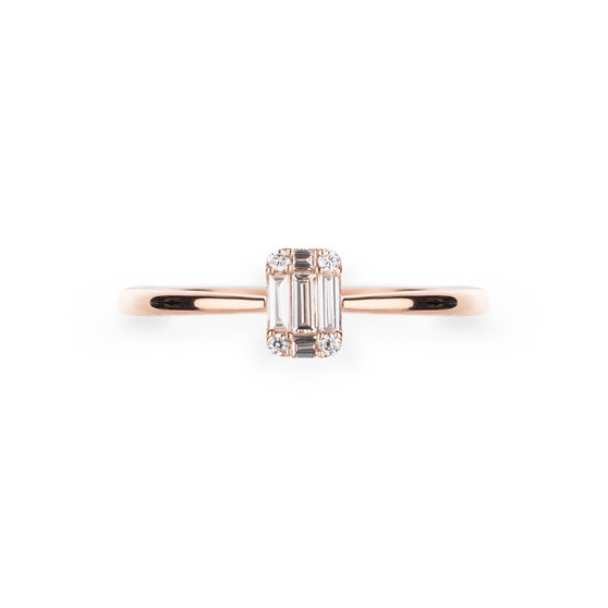 Freisteller Ring in Roségold mit weißem Diamanten 