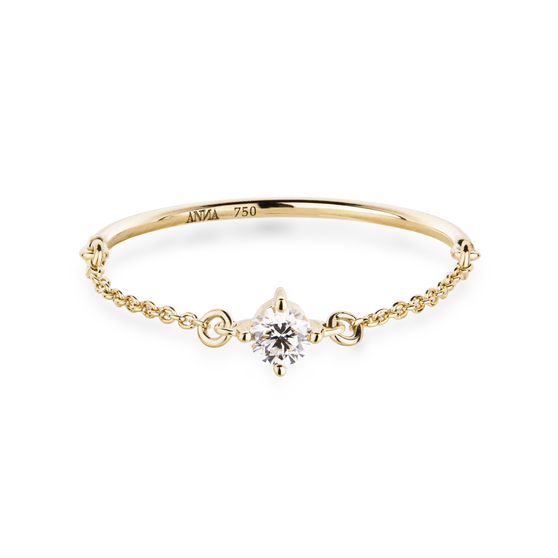 Ring SOUL with white diamond in yellow gold