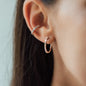 detail of womans ear with earring jolie in size 20mm with white diamonds in rose gold